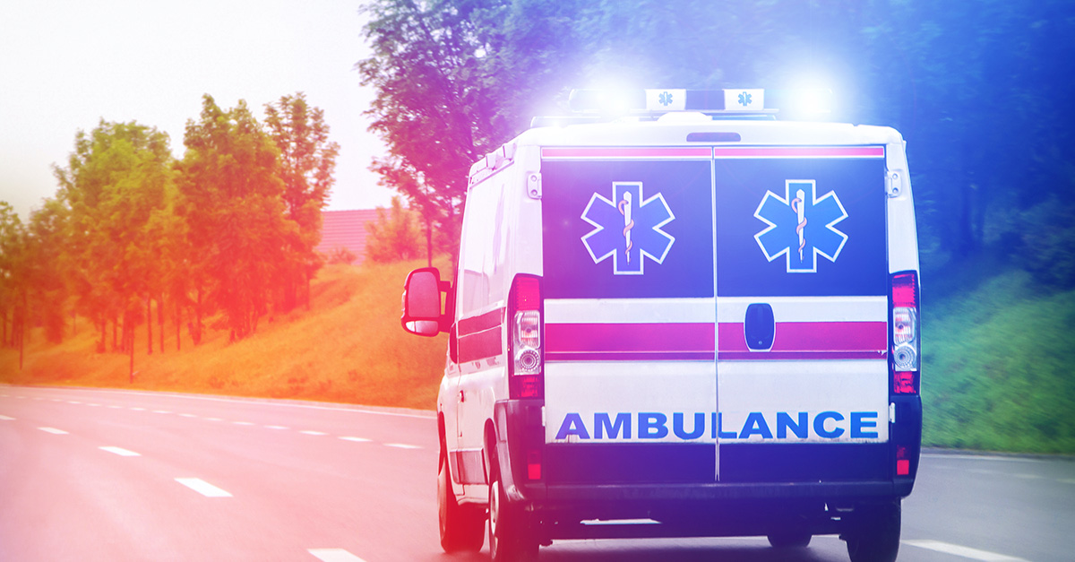 Ambulance with flashing lights